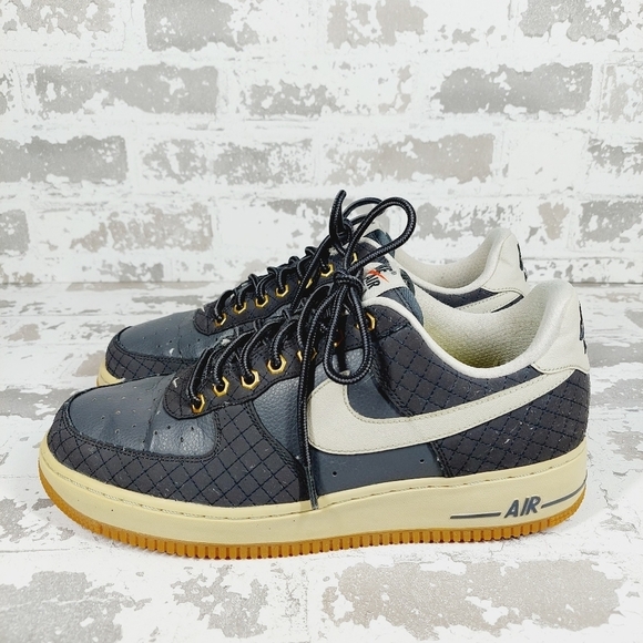 Nike Air Force 1 Checkered Quilted Black/Light Bone/Gum Men's Sneakers H839